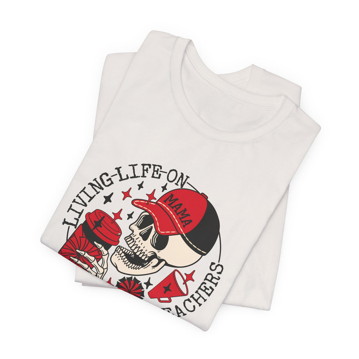 Living Life in the Stands Mama T-Shirt | Red & Black Sports Mom Tee