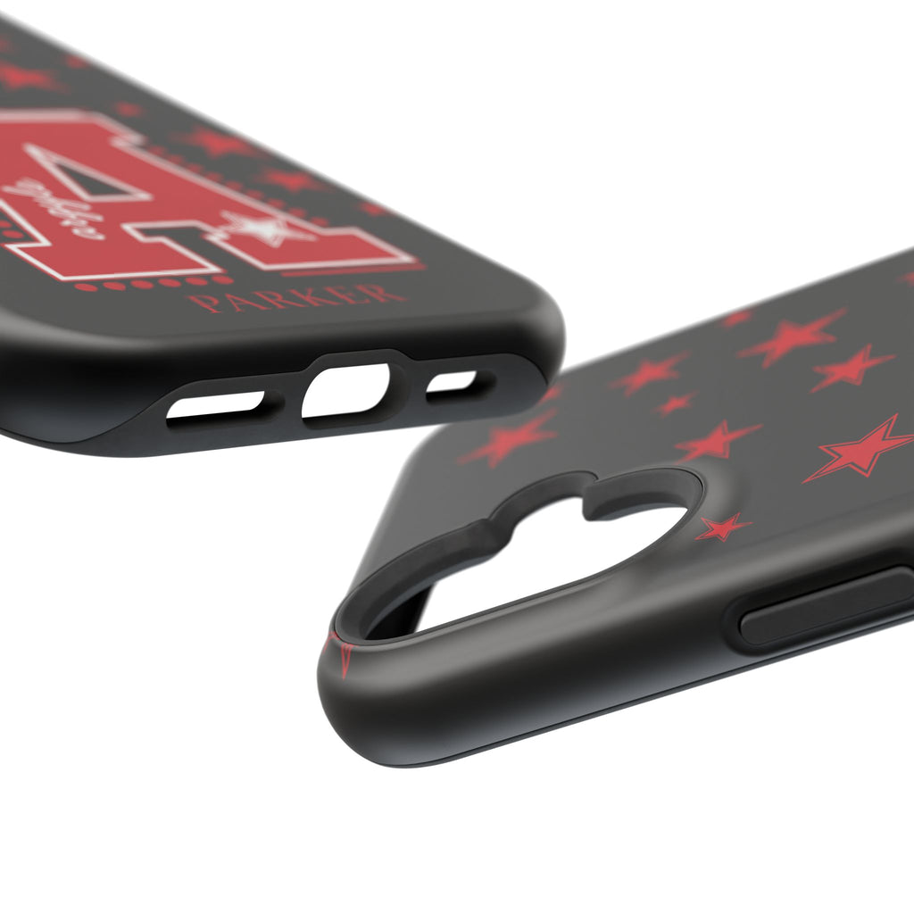 Personalized Initial Phone Case — Red Varsity 'A' with Stars (Magnetic Impact-Resistant)