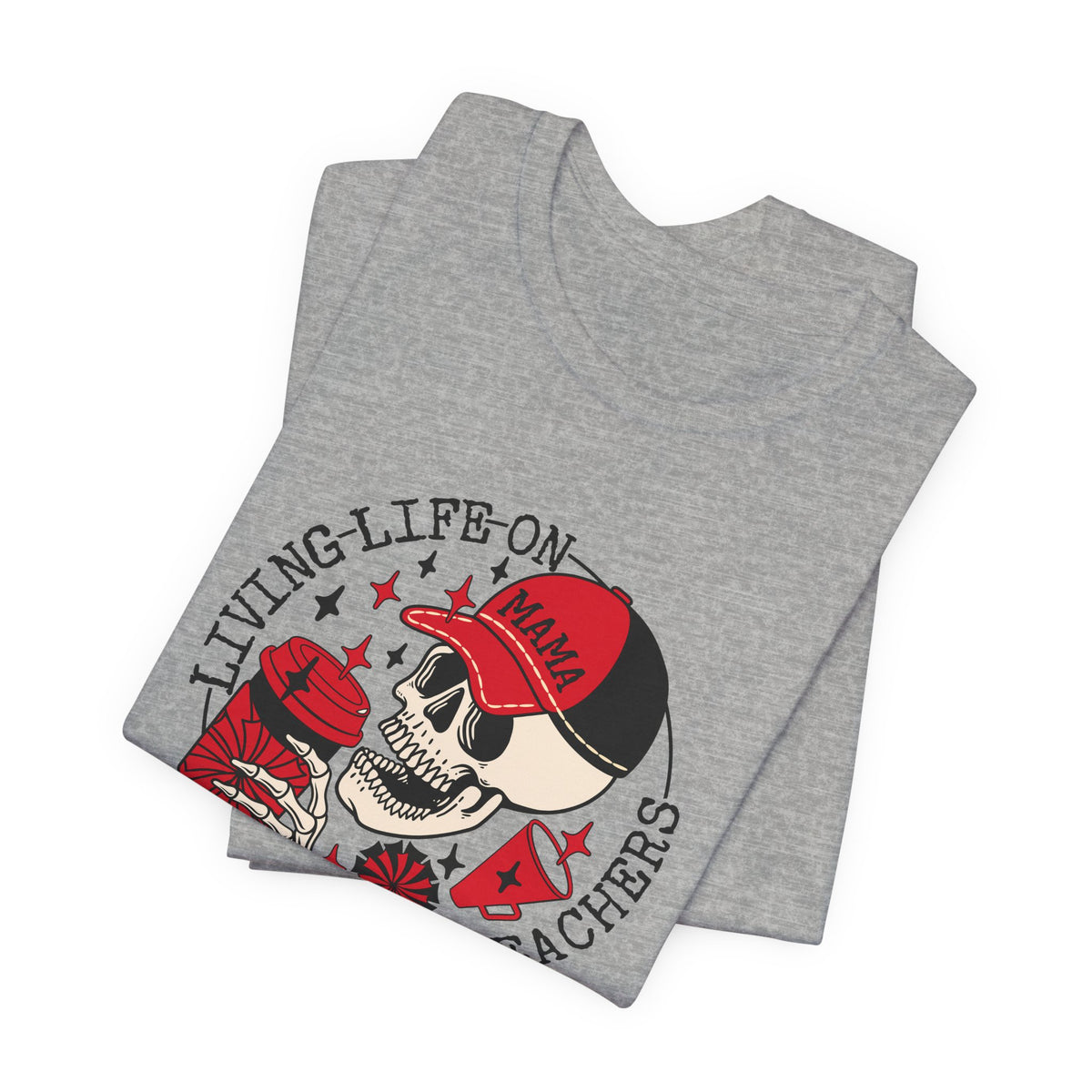 Living Life in the Stands Mama T-Shirt | Red & Black Sports Mom Tee