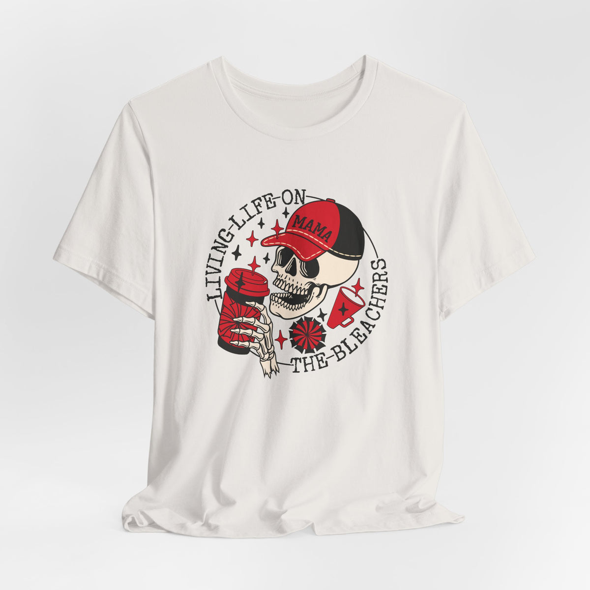 Living Life in the Stands Mama T-Shirt | Red & Black Sports Mom Tee