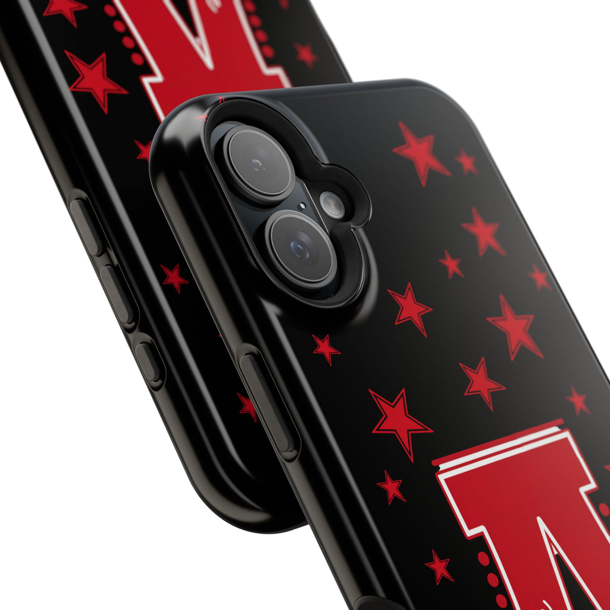 Personalized Initial Phone Case — Red Varsity 'A' with Stars (Magnetic Impact-Resistant)