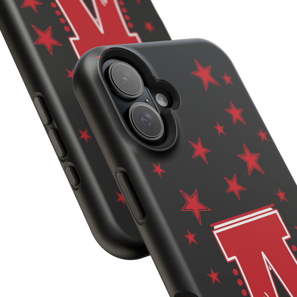 Personalized Initial Phone Case — Red Varsity 'A' with Stars (Magnetic Impact-Resistant)