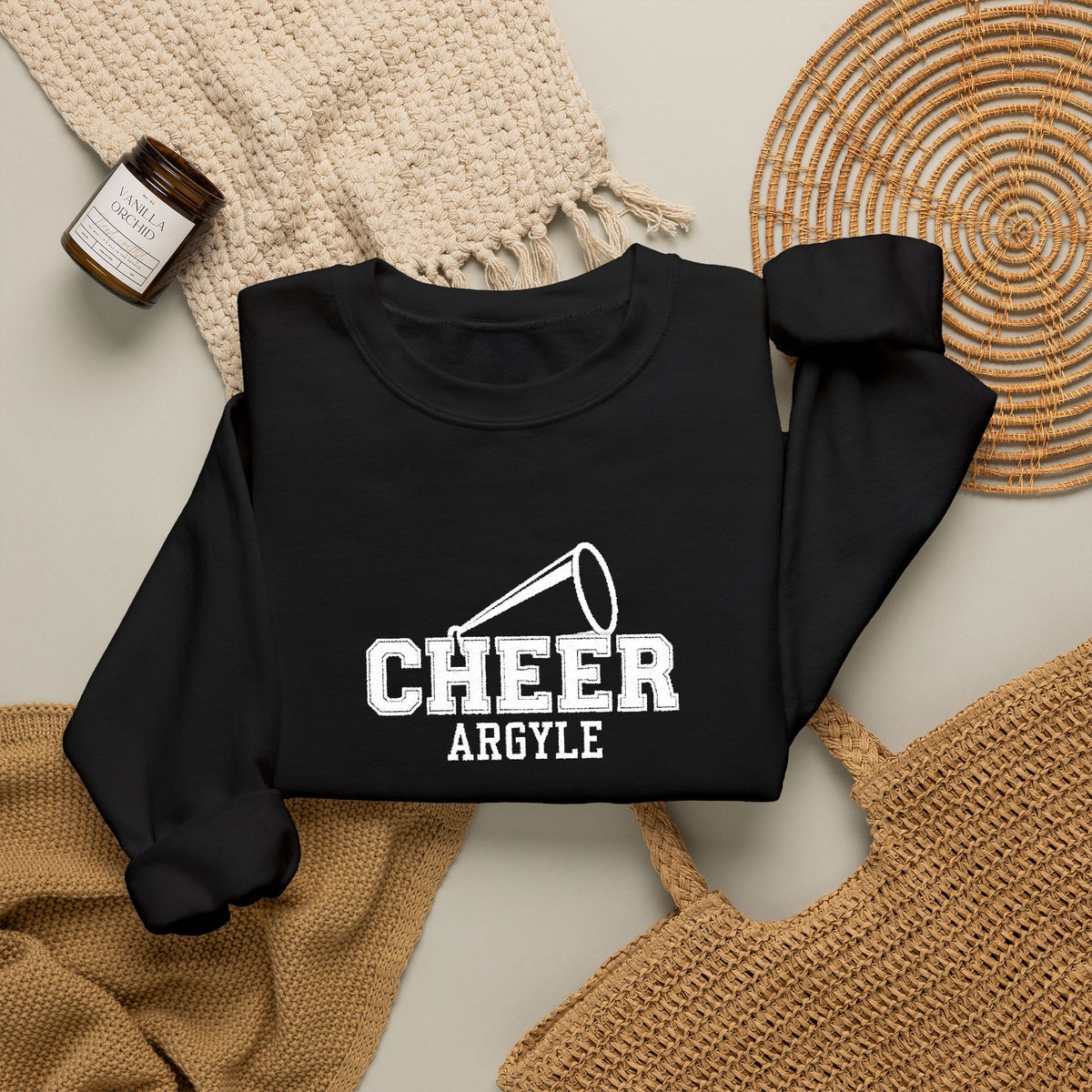 Cheer Megaphone Crewneck Sweatshirt — Argyle Spirit Cheerleading Pullover
