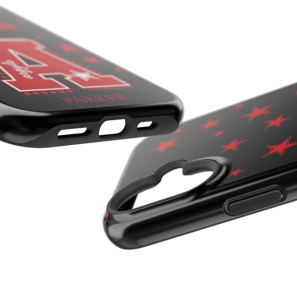 Personalized Initial Phone Case — Red Varsity 'A' with Stars (Magnetic Impact-Resistant)