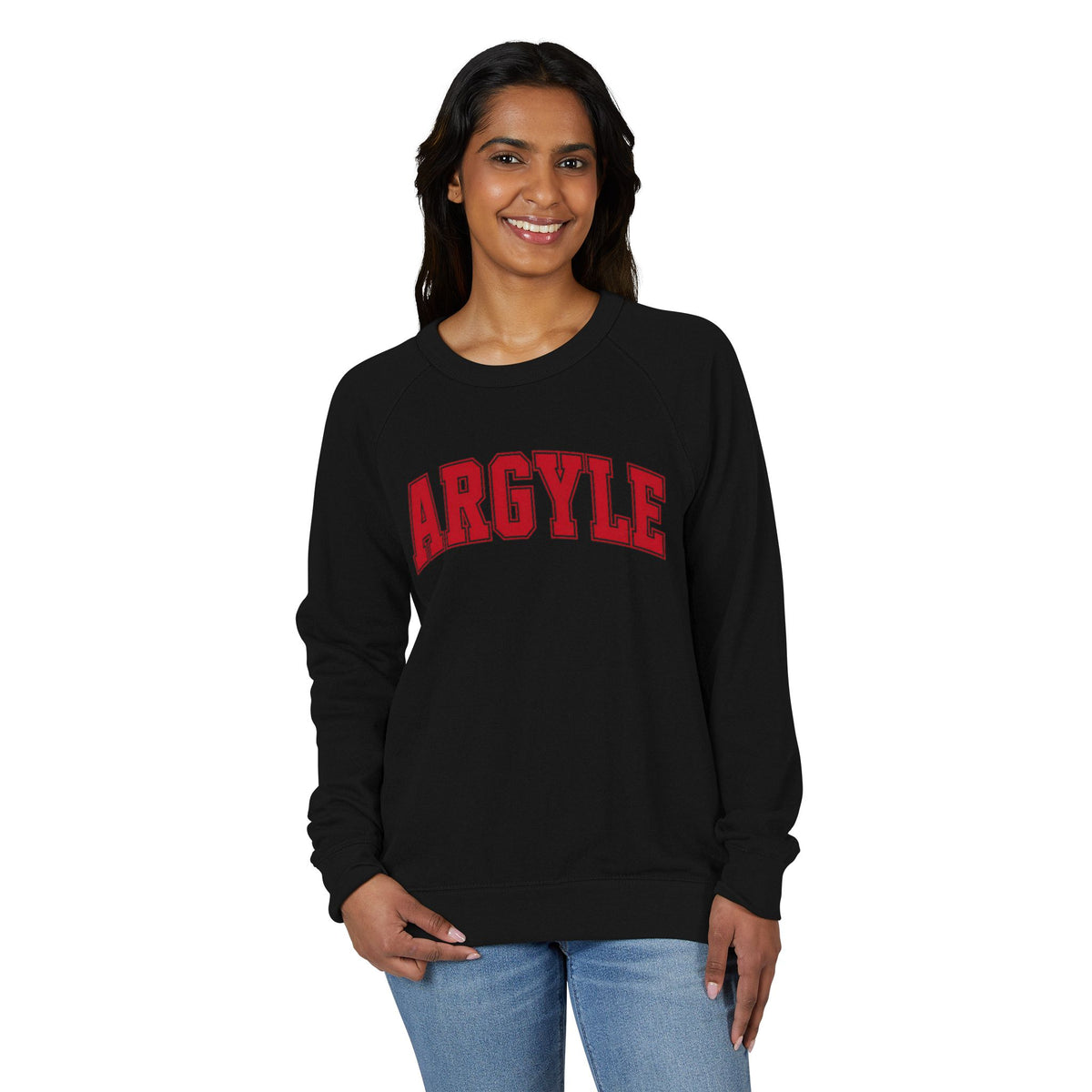 Argyle Redhawk Crewneck Sweatshirt – Vintage Collegiate Raglan French Terry