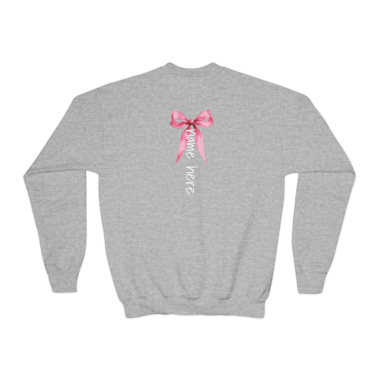 Custom Youth Crewneck Sweatshirt | "Go Fight Win" Pink Ribbon Breast Cancer Awareness