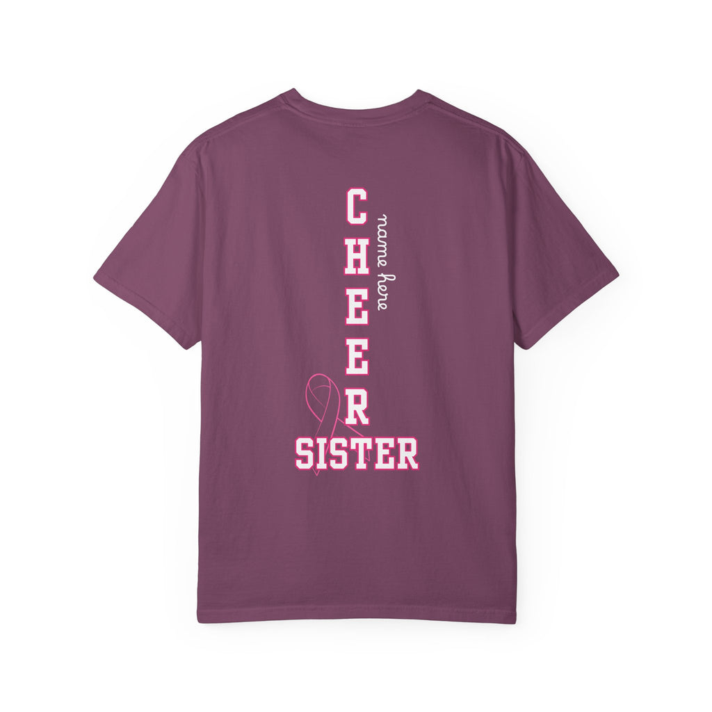 SISTER (ADULT) Breast Cancer Awareness "Go Fight Win" Custom Name Cheer T-Shirt