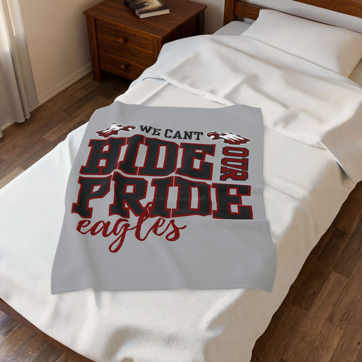 Eagle Pride Velveteen Plush Blanket (grey)