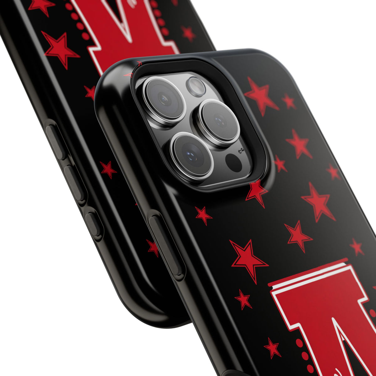 Personalized Initial Phone Case — Red Varsity 'A' with Stars (Magnetic Impact-Resistant)
