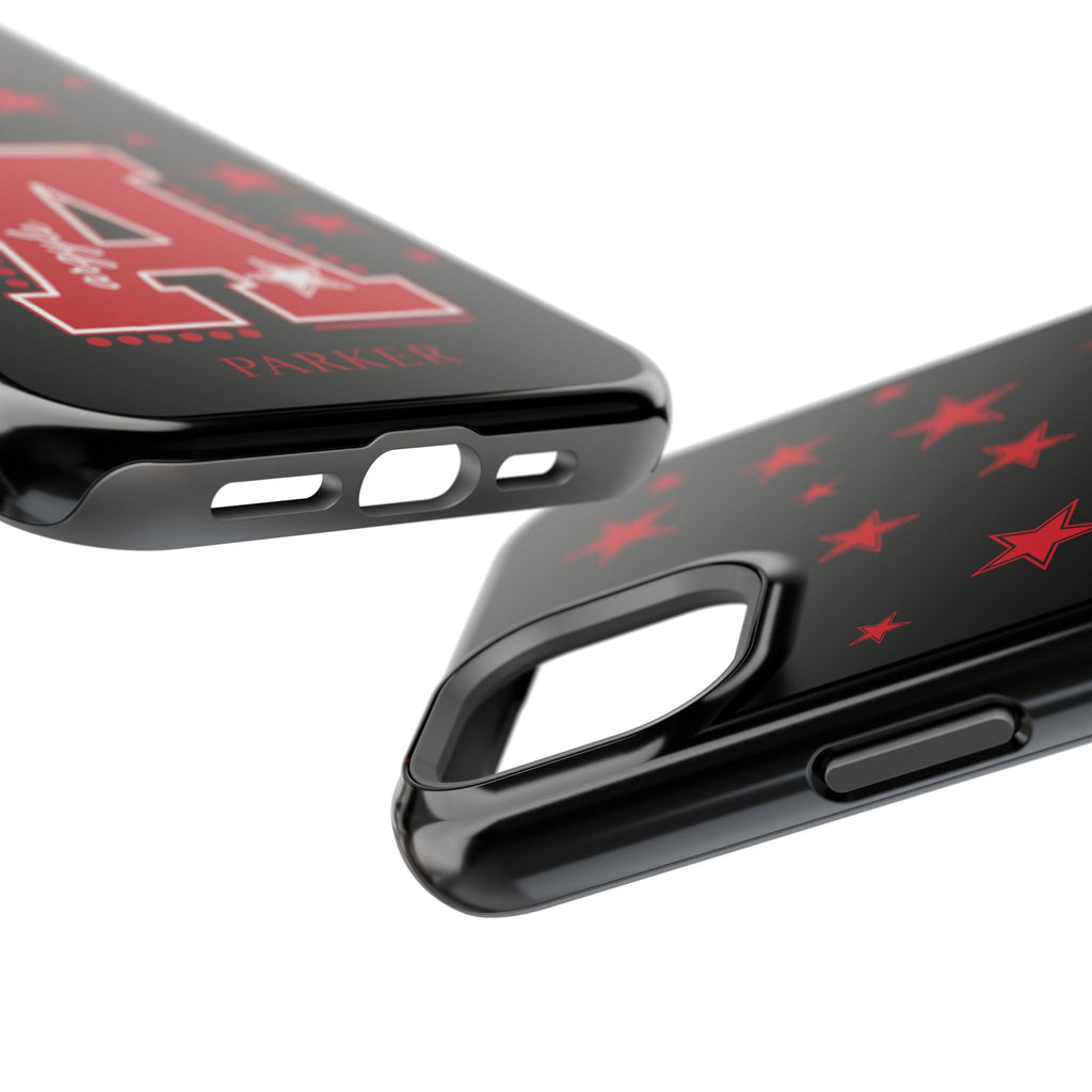 Personalized Initial Phone Case — Red Varsity 'A' with Stars (Magnetic Impact-Resistant)