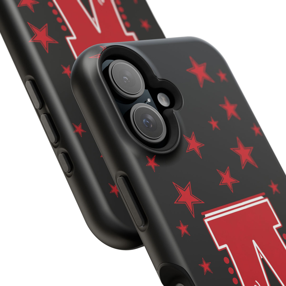 Personalized Initial Phone Case — Red Varsity 'A' with Stars (Magnetic Impact-Resistant)