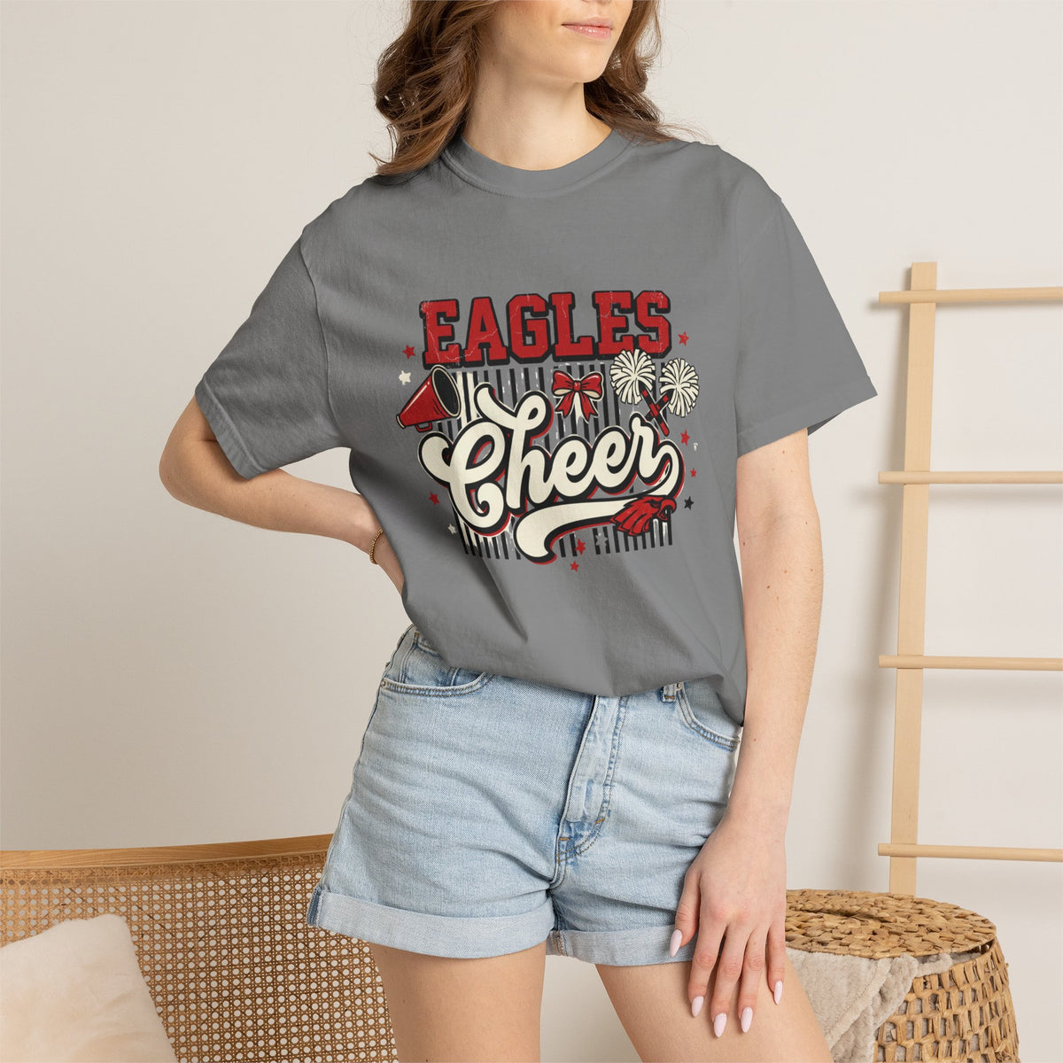 Eagles Cheer T-Shirt — Vintage Pom Pom Cheerleader Graphic