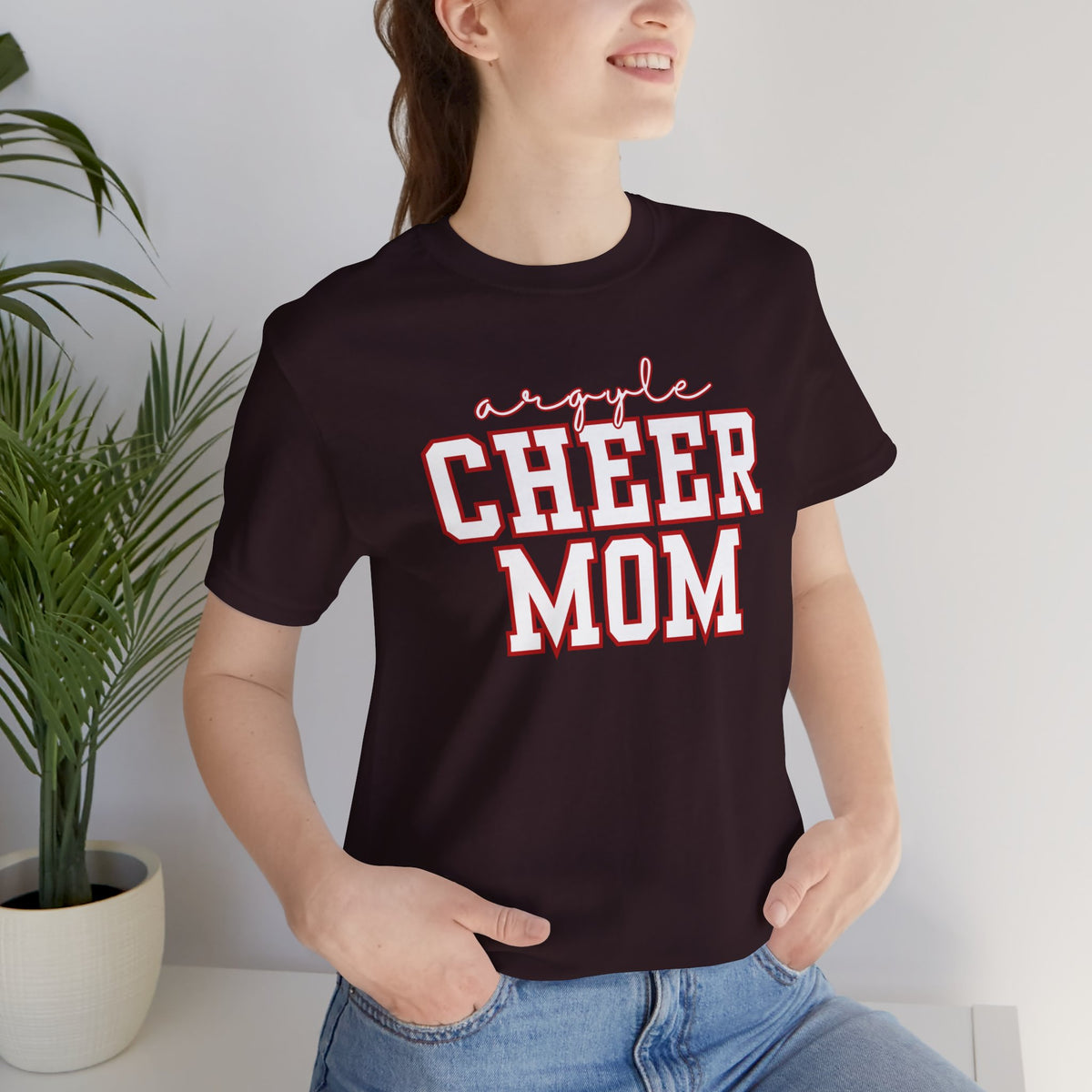 Argyle Cheer Mom T-Shirt | Varsity Script Mom Shirt, Sports Mom Tee