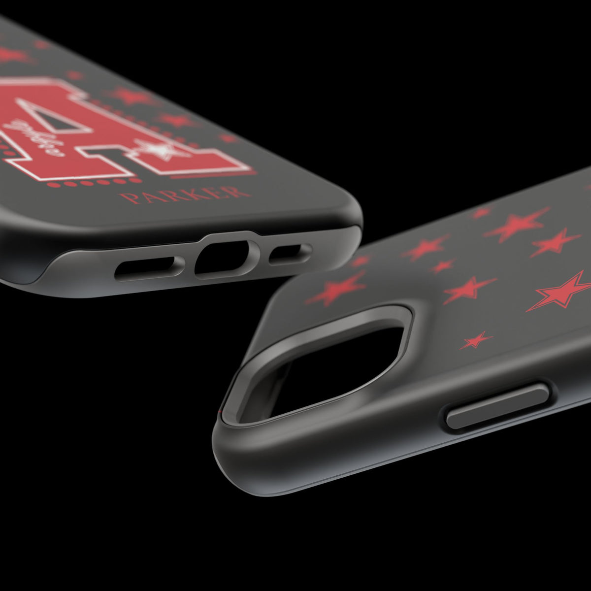 Personalized Initial Phone Case — Red Varsity 'A' with Stars (Magnetic Impact-Resistant)