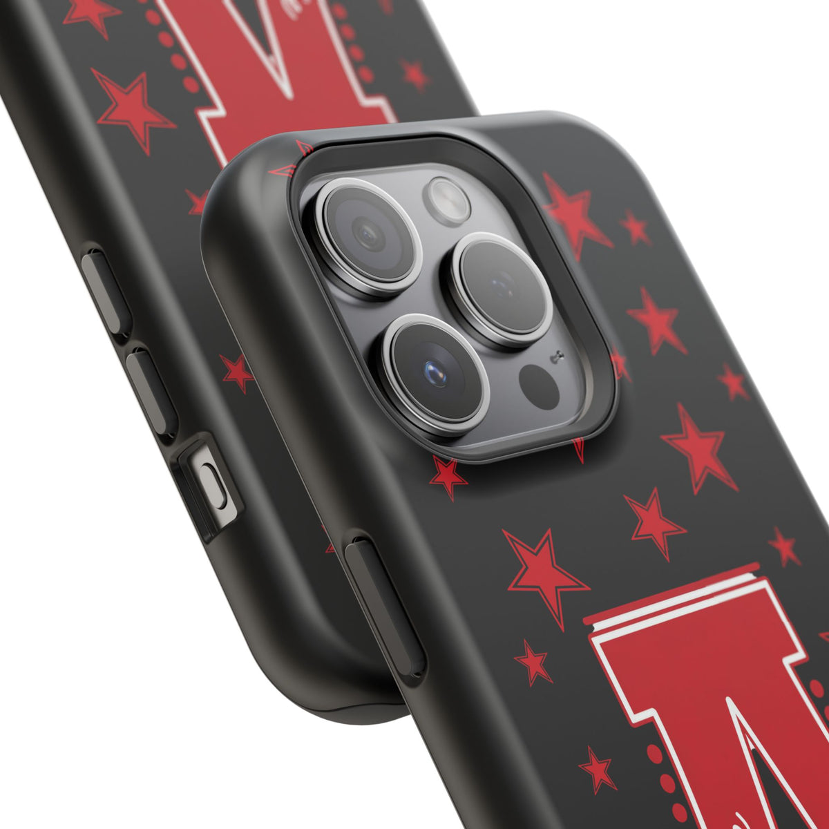Personalized Initial Phone Case — Red Varsity 'A' with Stars (Magnetic Impact-Resistant)