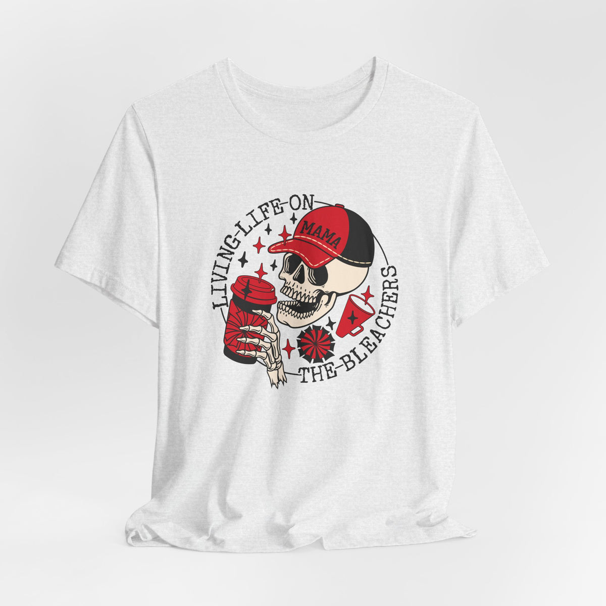 Living Life in the Stands Mama T-Shirt | Red & Black Sports Mom Tee