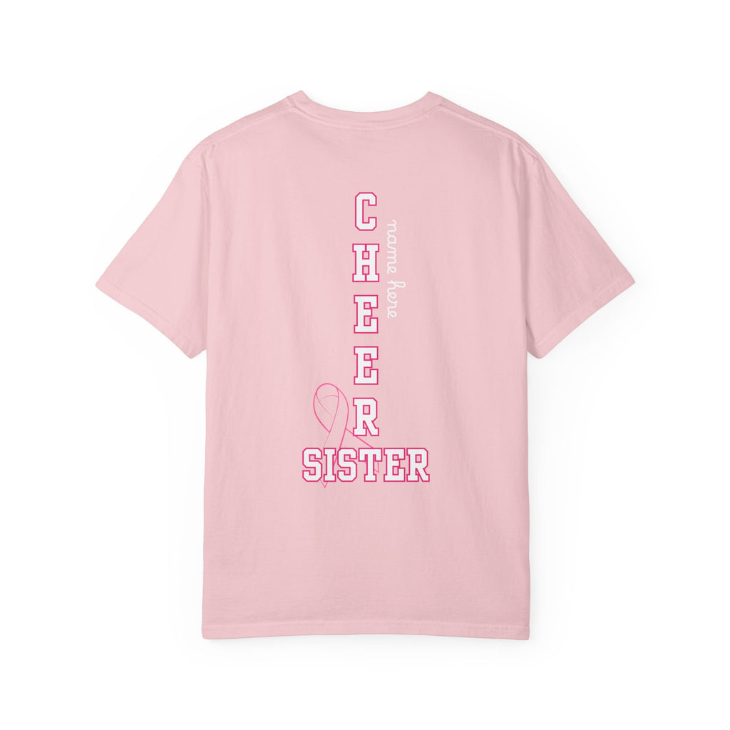 SISTER (ADULT) Breast Cancer Awareness "Go Fight Win" Custom Name Cheer T-Shirt