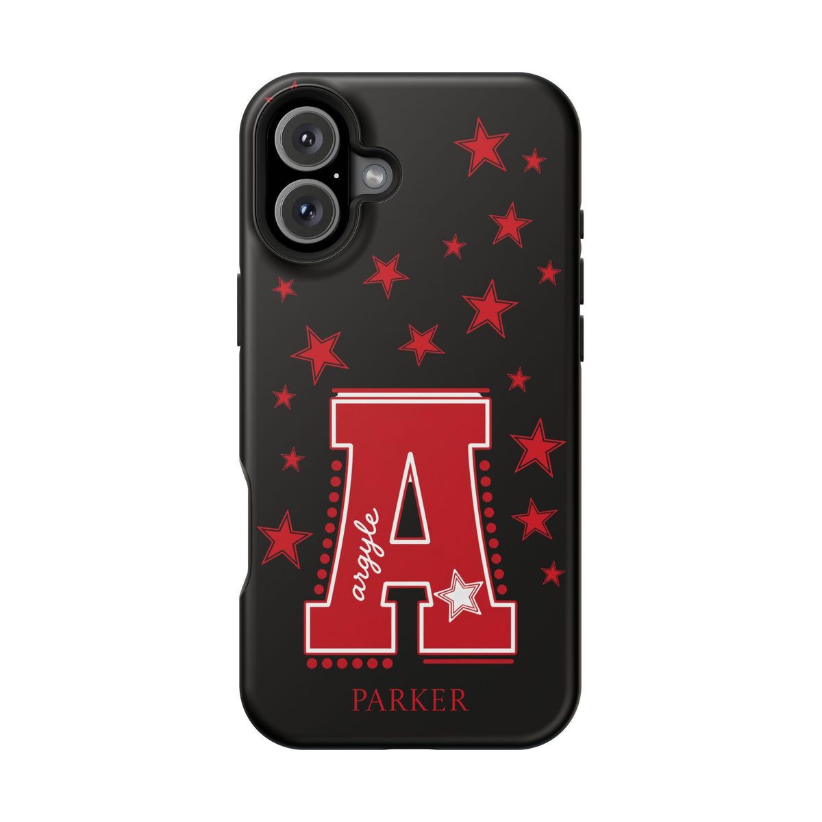 Personalized Initial Phone Case — Red Varsity 'A' with Stars (Magnetic Impact-Resistant)