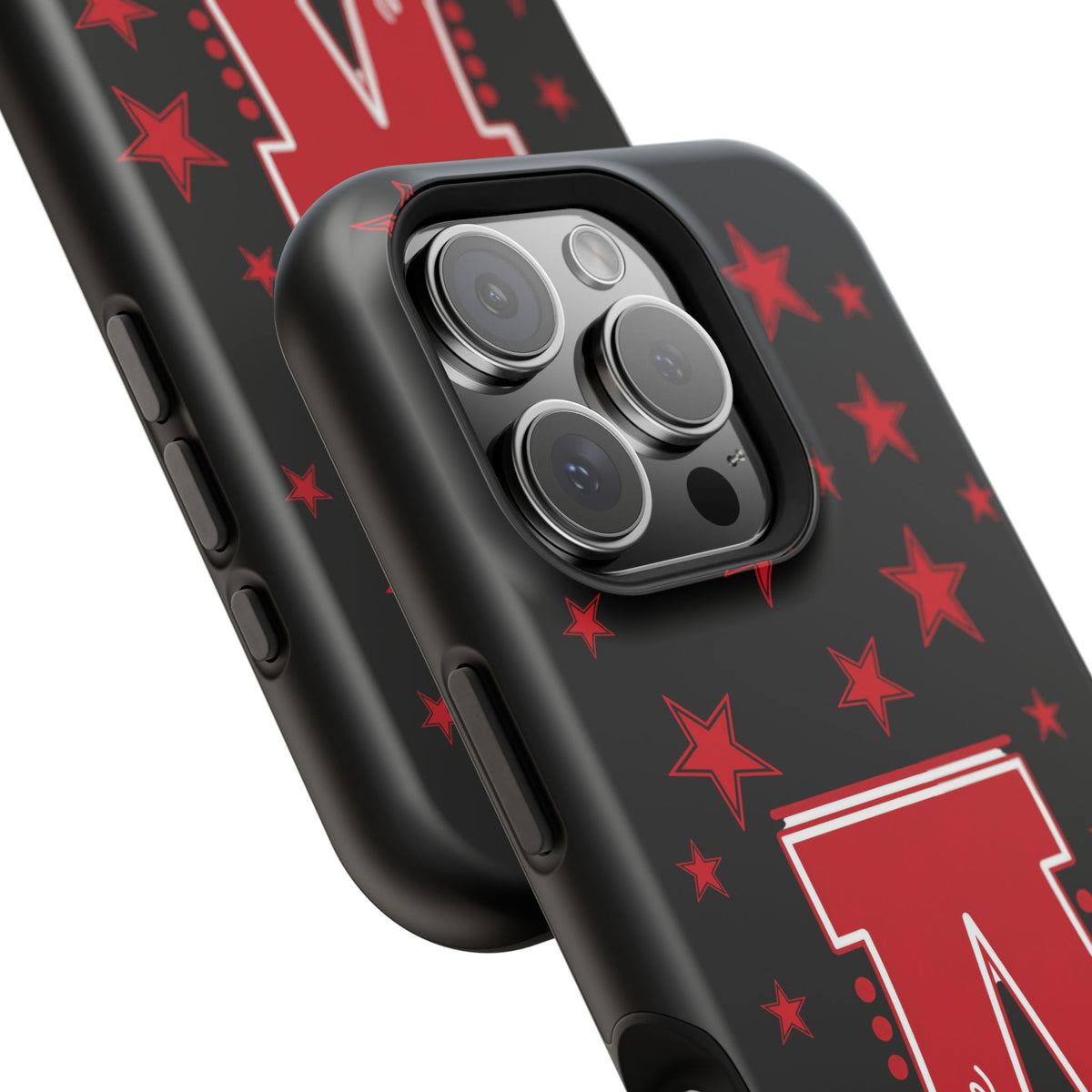 Personalized Initial Phone Case — Red Varsity 'A' with Stars (Magnetic Impact-Resistant)