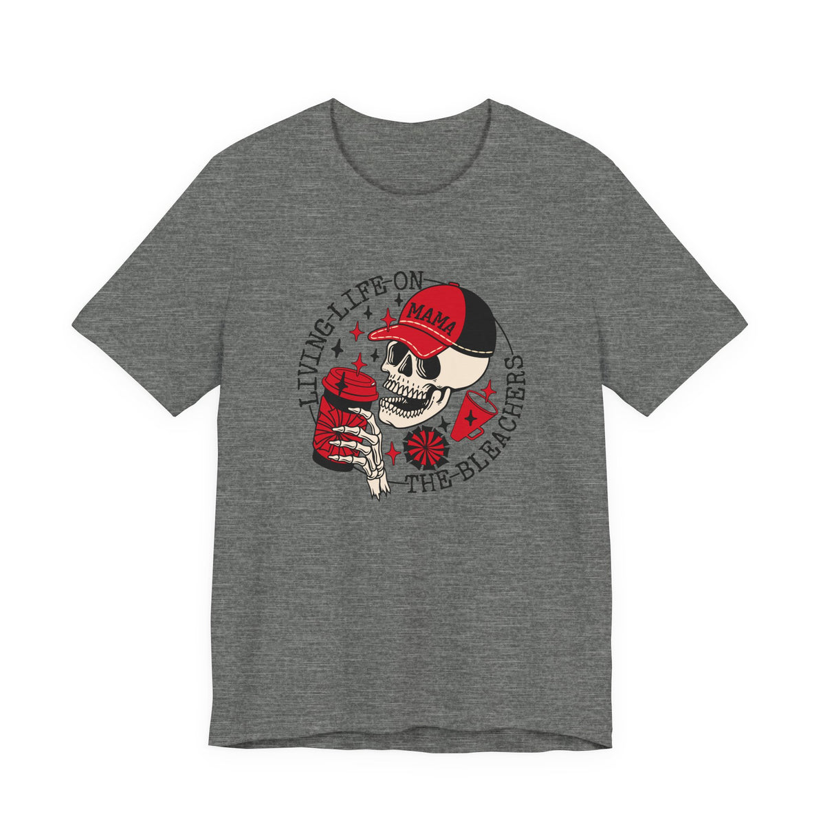 Living Life in the Stands Mama T-Shirt | Red & Black Sports Mom Tee