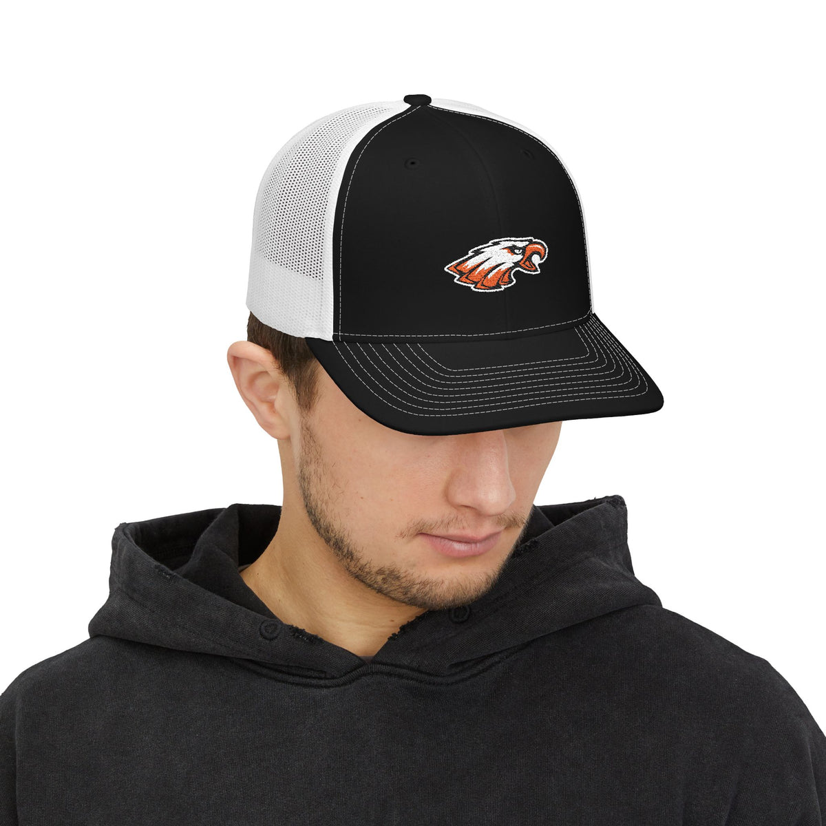 Trucker Cap with Embroidered Eagle Patch
