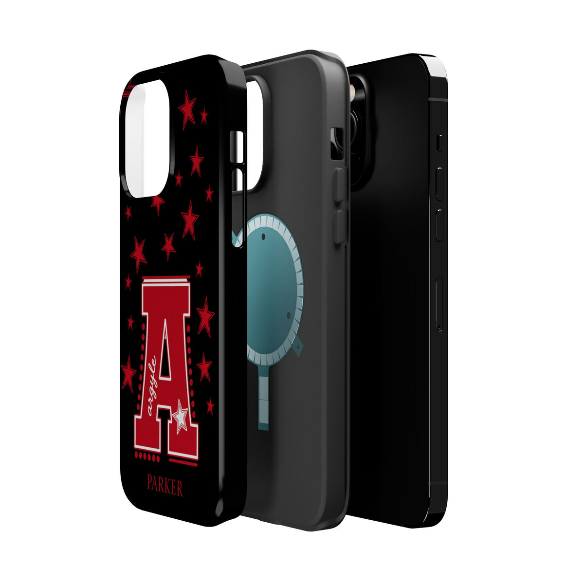 Personalized Initial Phone Case — Red Varsity 'A' with Stars (Magnetic Impact-Resistant)