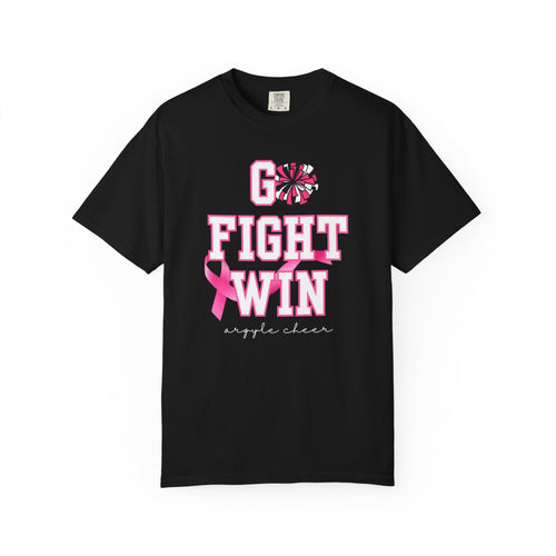 ADULT SIZE | Personalized Cheerleader Go Fight Win Tee | Argyle Cheer Breast Cancer Awareness