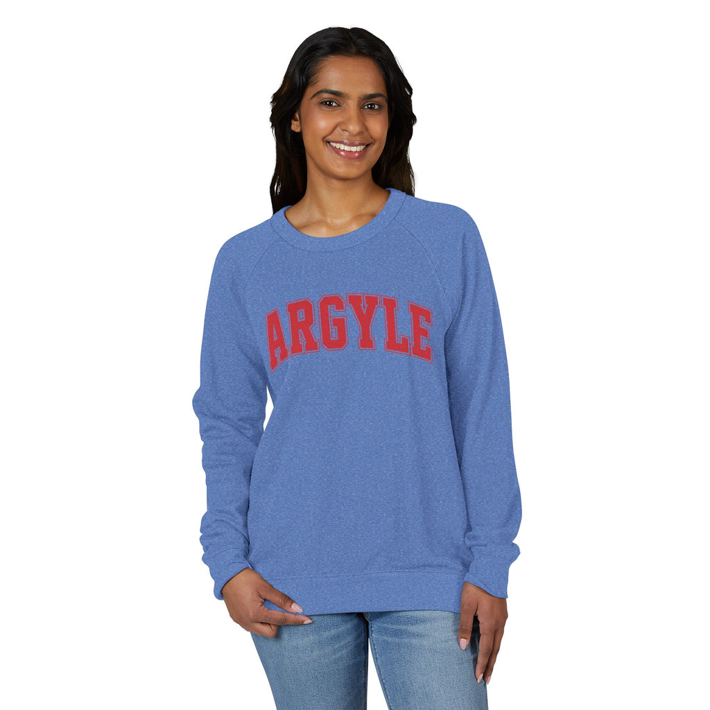Argyle Redhawk Crewneck Sweatshirt – Vintage Collegiate Raglan French Terry
