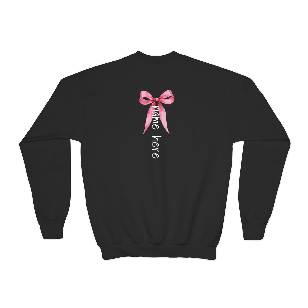 Custom Youth Crewneck Sweatshirt | "Go Fight Win" Pink Ribbon Breast Cancer Awareness