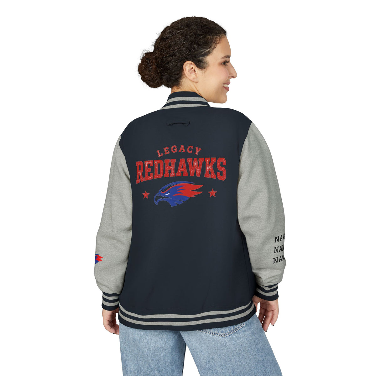 Letterman Jacket - Legacy Redhawks Varsity Baseball-style Bomber