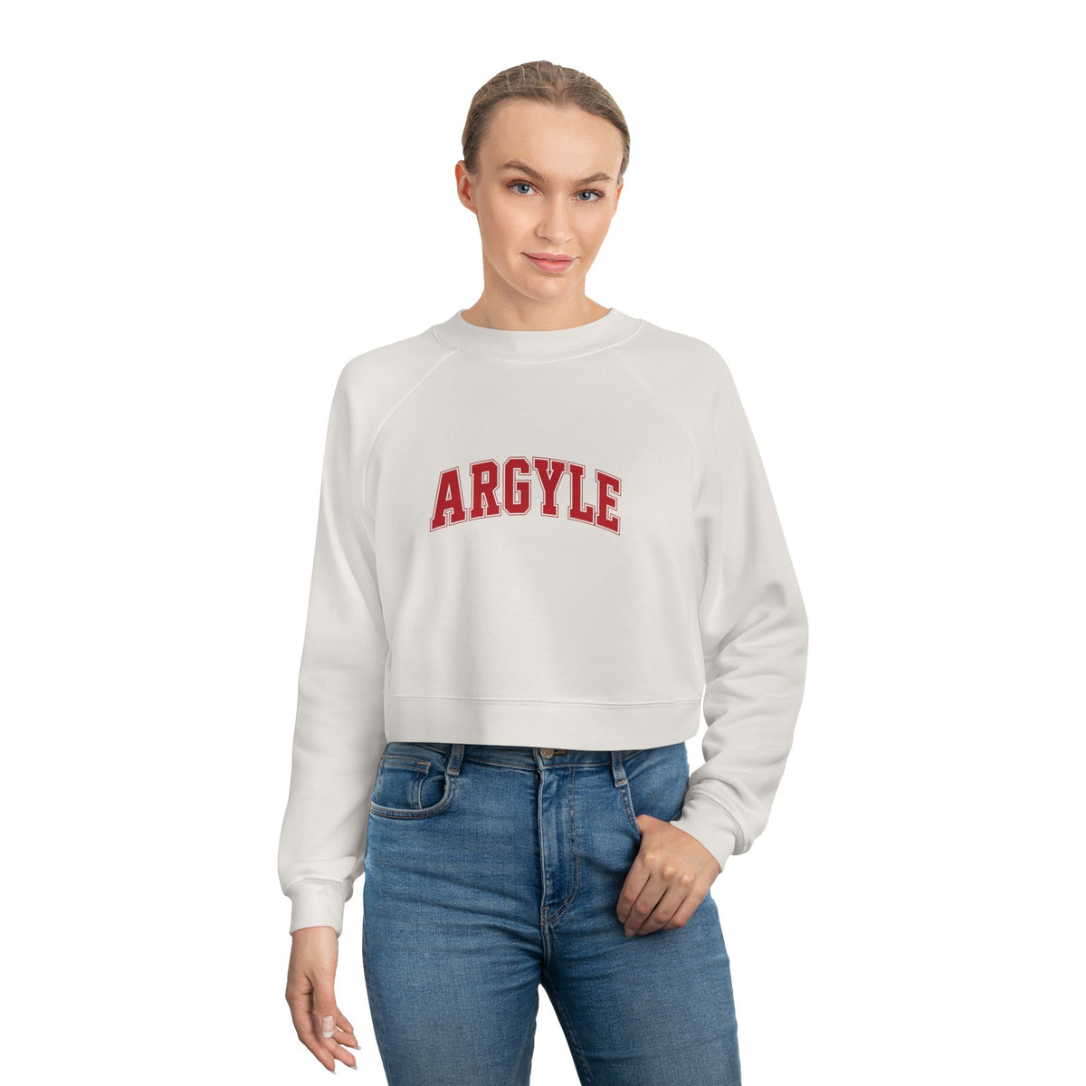 Argyle Cropped Pullover — Women's Fleece Crewneck