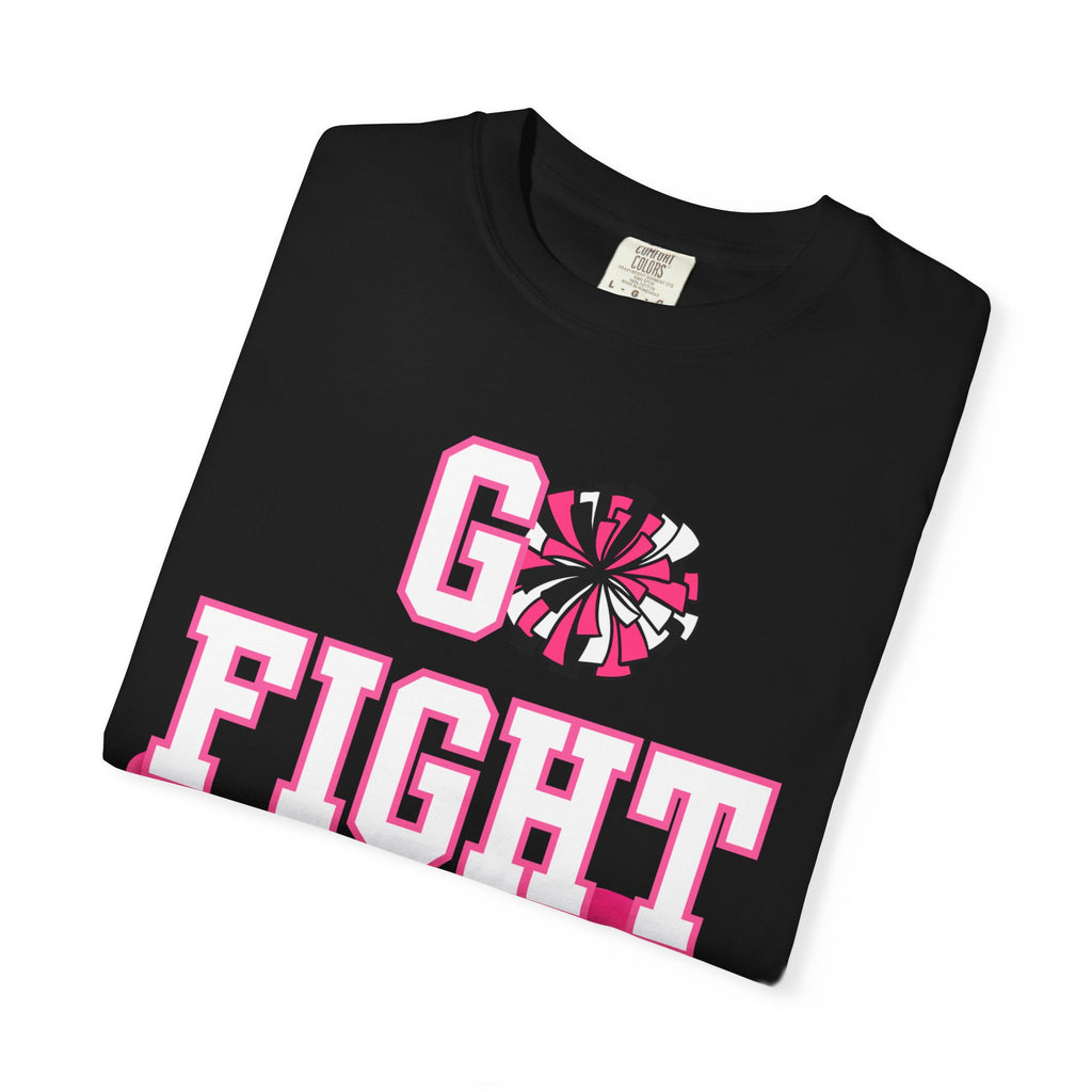 ADULT SIZE | Personalized Cheerleader Go Fight Win Tee | Argyle Cheer Breast Cancer Awareness