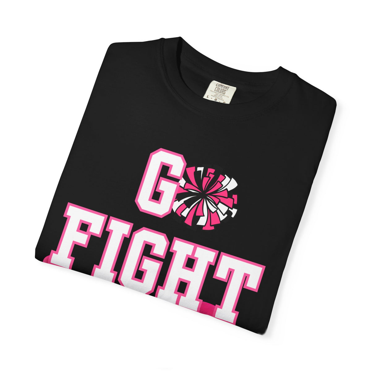 ADULT SIZE | Personalized Cheerleader Go Fight Win Tee | Argyle Cheer Breast Cancer Awareness