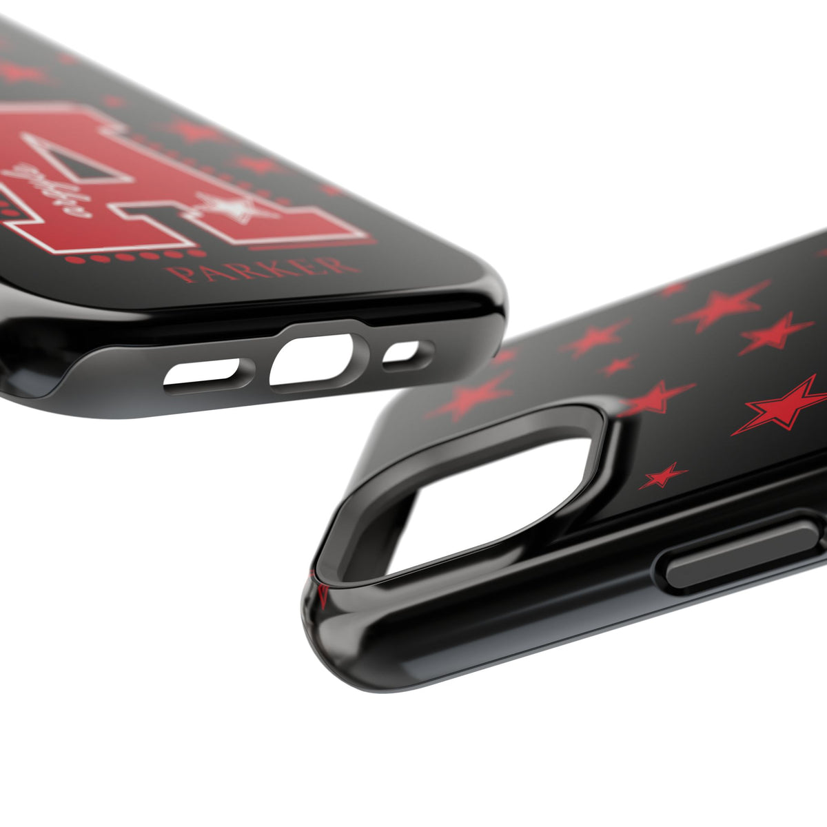 Personalized Initial Phone Case — Red Varsity 'A' with Stars (Magnetic Impact-Resistant)