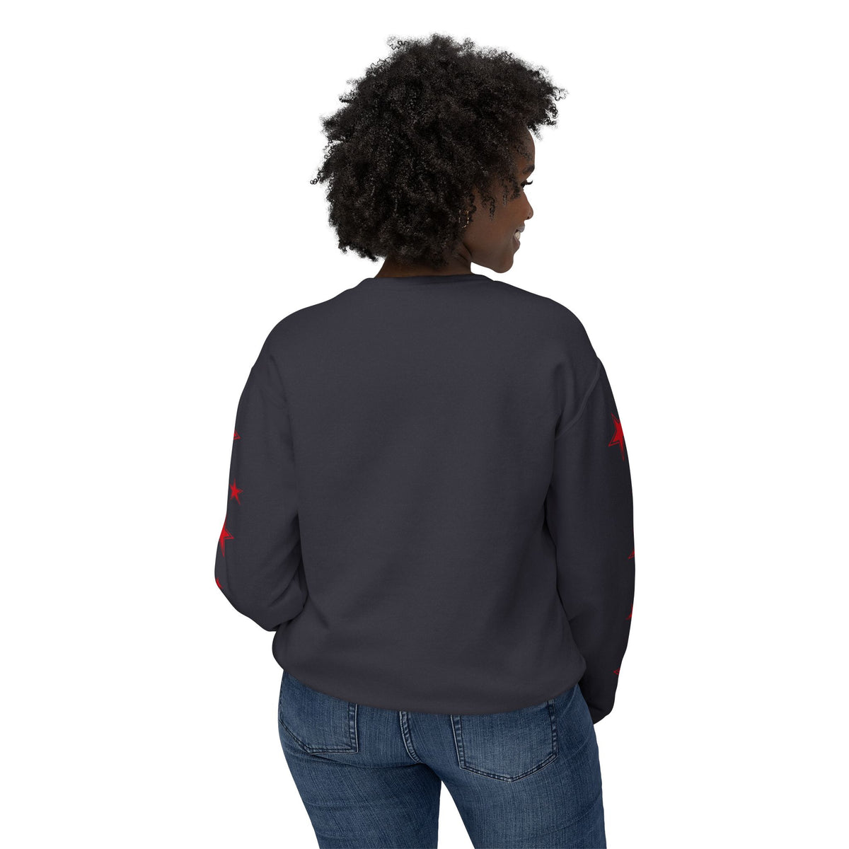 Red Varsity 'A' Crewneck Sweatshirt — Star Sleeve Letterman Pullover