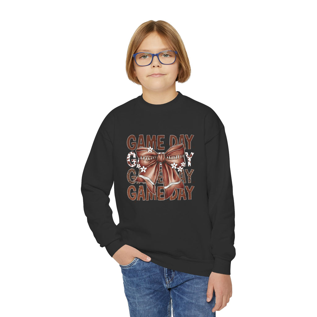 Game Day Bow Youth Crewneck Sweatshirt