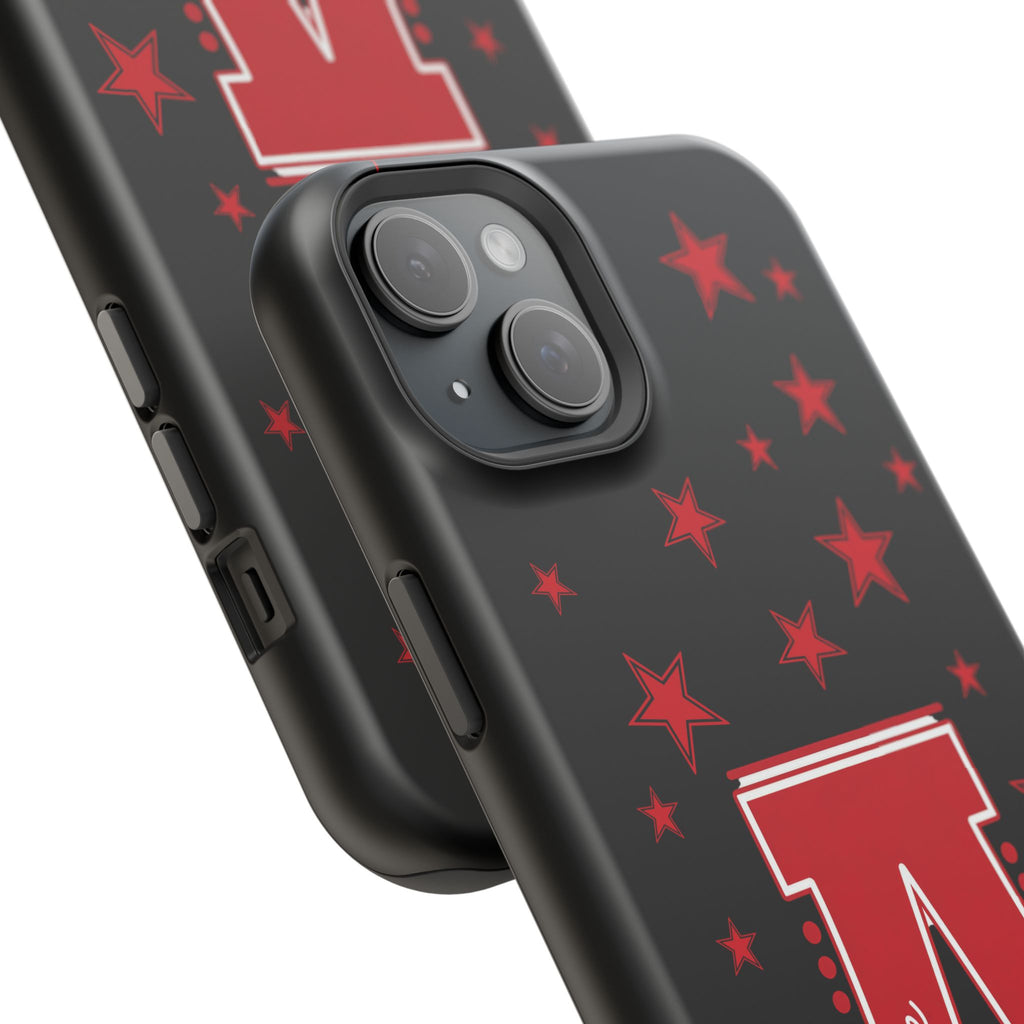 Personalized Initial Phone Case — Red Varsity 'A' with Stars (Magnetic Impact-Resistant)