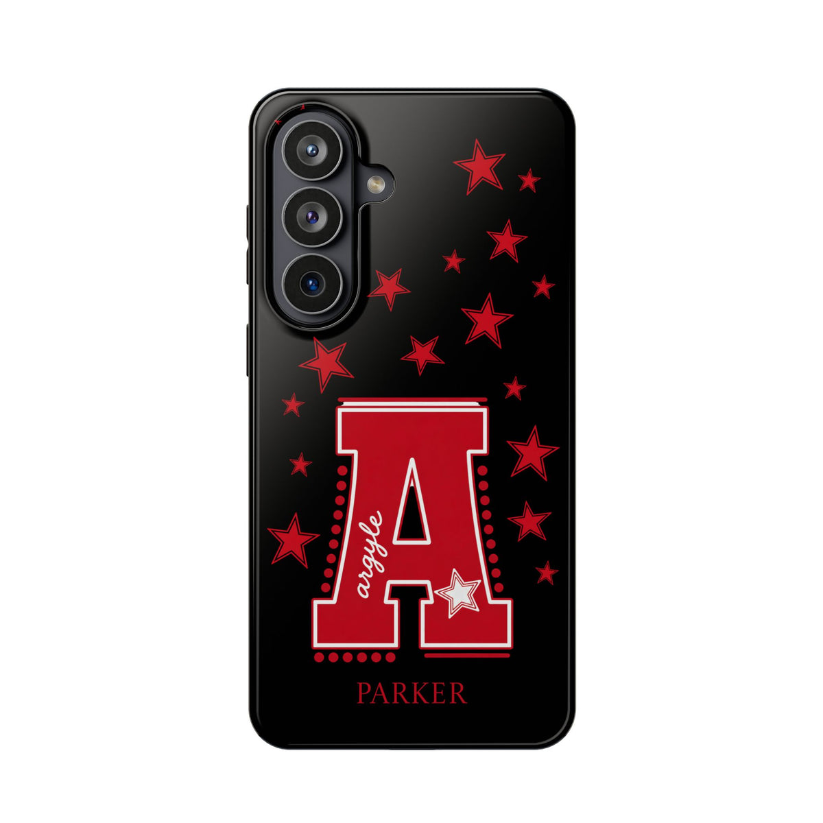 Personalized Initial Phone Case — Red Varsity 'A' with Stars (Magnetic Impact-Resistant)