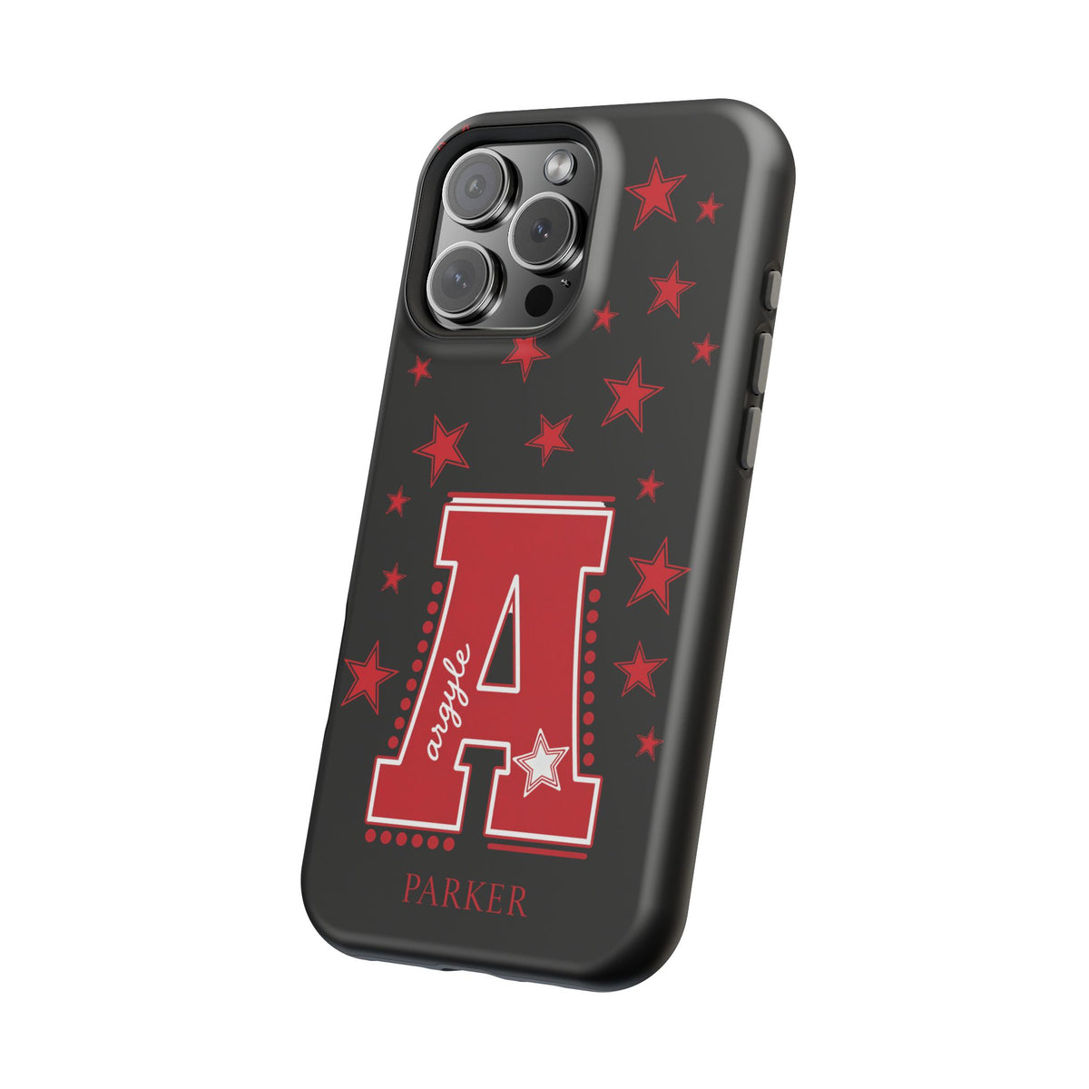 Personalized Initial Phone Case — Red Varsity 'A' with Stars (Magnetic Impact-Resistant)