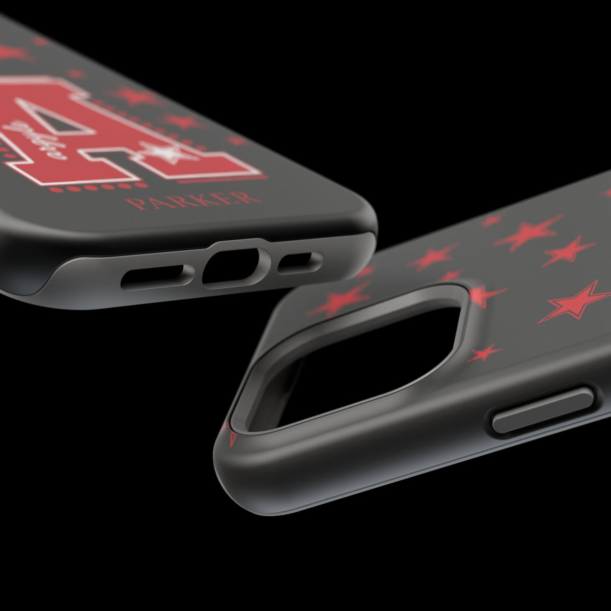 Personalized Initial Phone Case — Red Varsity 'A' with Stars (Magnetic Impact-Resistant)