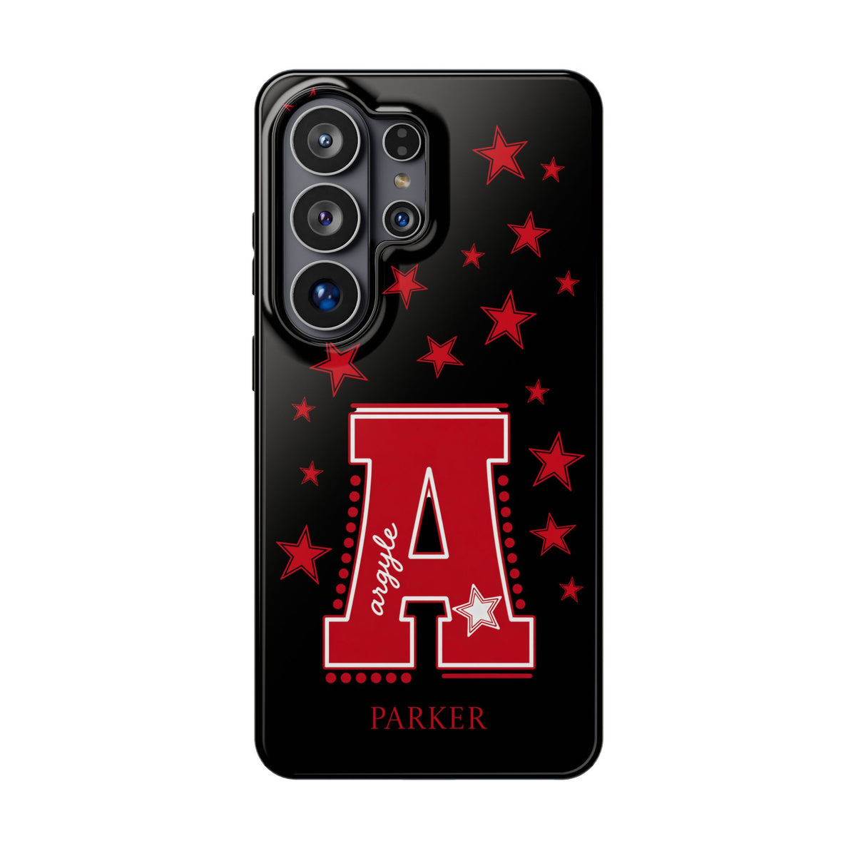 Personalized Initial Phone Case — Red Varsity 'A' with Stars (Magnetic Impact-Resistant)