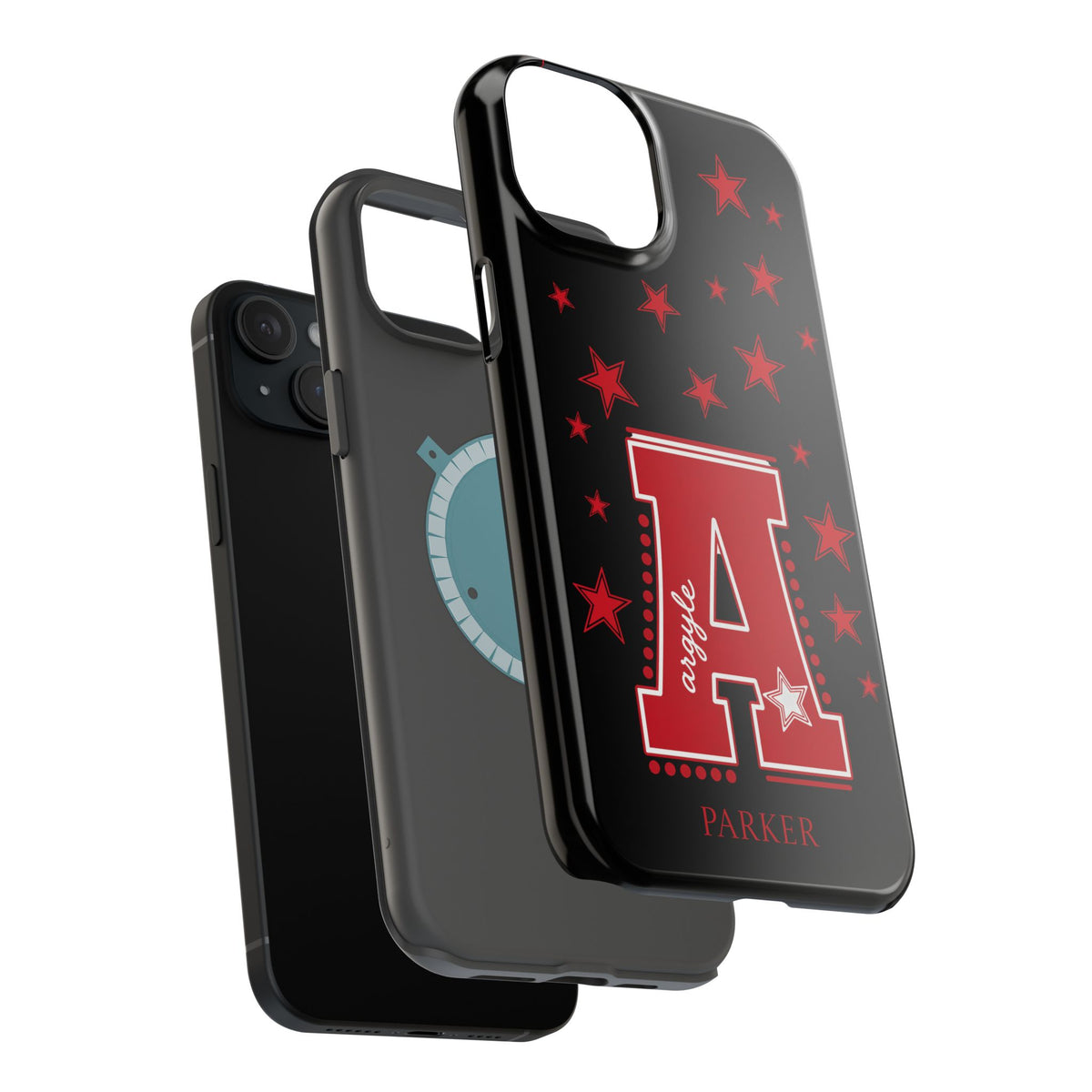 Personalized Initial Phone Case — Red Varsity 'A' with Stars (Magnetic Impact-Resistant)