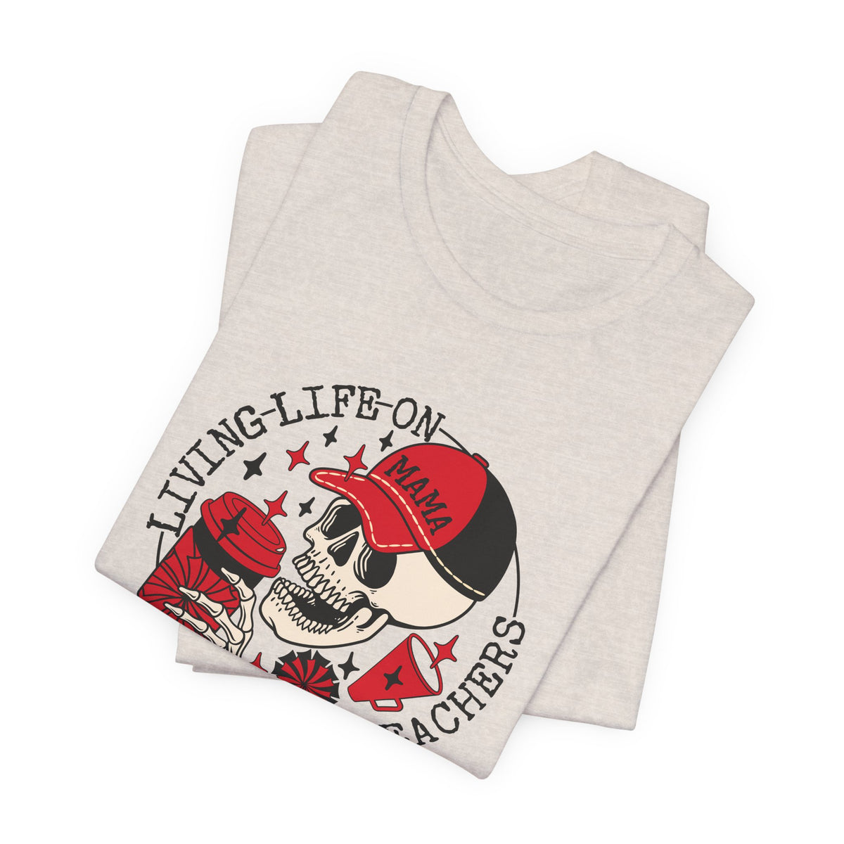 Living Life in the Stands Mama T-Shirt | Red & Black Sports Mom Tee
